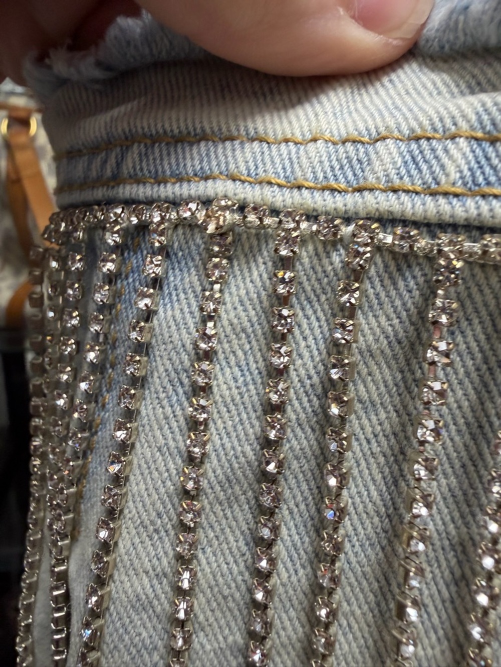 Blue B Rhinestone Fringe Denim Jacket - Picture 4 of 13